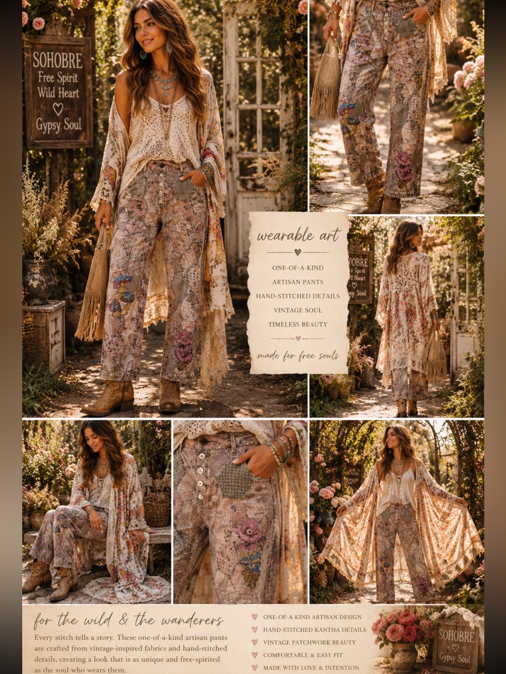 🆕 Paper Lace Mushroom Patchwork Pants NWOT - Picture 4 of 4